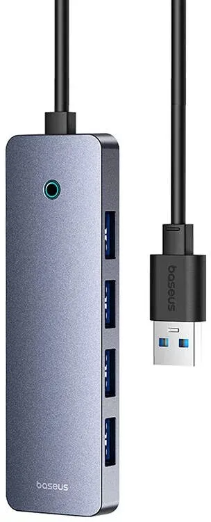 Hub Usb Baseus Hub 4In1 Ultrajoy Lite 100Cm Usb-A To 4X Usb 3.0 + Usb-C 5V (Grey)