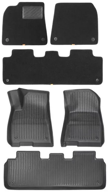 Tapete p/ Carro Baseus T-Space Series 6-Piece Floor Mat For Tesla Model 3 Velvet Cluster Black