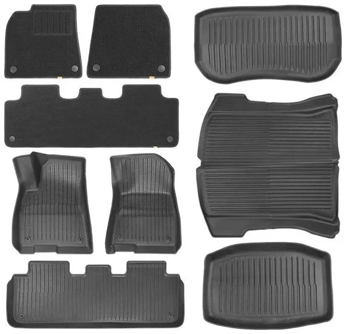 Tapete p/ Carro Baseus T-Space Series 9-Piece Floor Mat For Tesla Model 3 Polypropylene Cluster Black