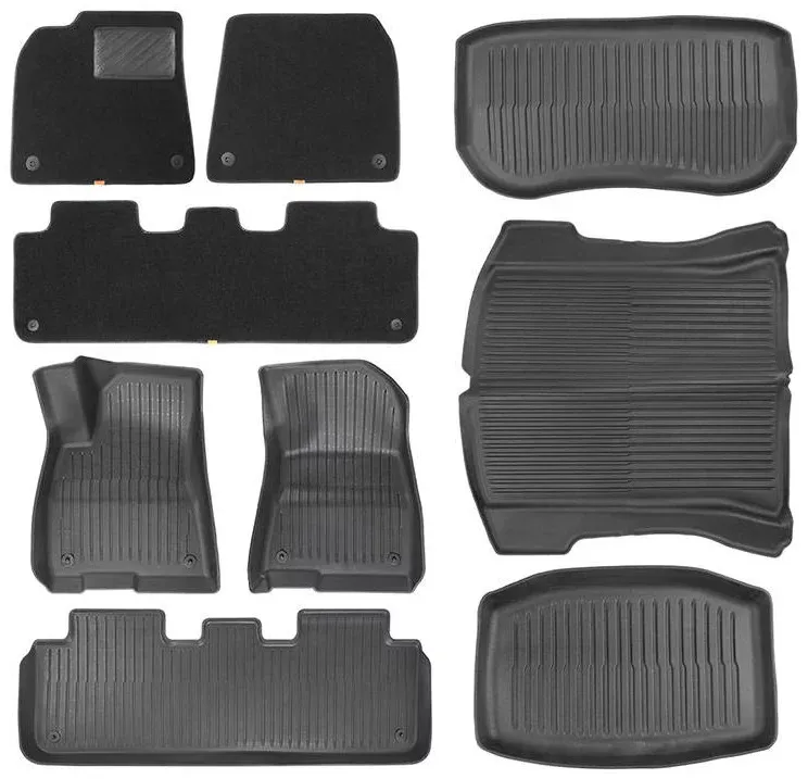 Tapete p/ Carro Baseus T-Space Series 9-Piece Floor Mat For Tesla Model 3 Velvet Cluster Black