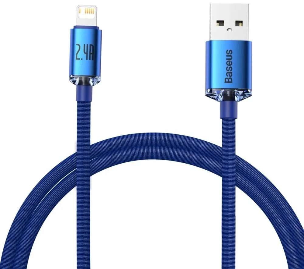 Cabo Carregamento Rápido Usb - Lightning 2.4A Crystal Shine 1.2M Azul