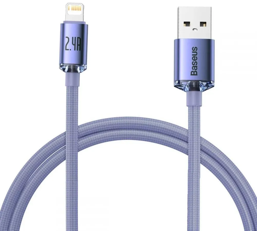 Cabo Carregamento Rápido Usb - Lightning 2.4A Crystal Shine 1.2M Roxo