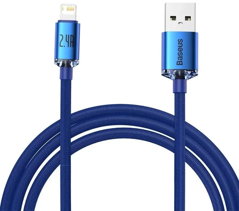 Cabo Carregamento Rápido Usb - Lightning 2.4A Crystal Shine 2M Azul