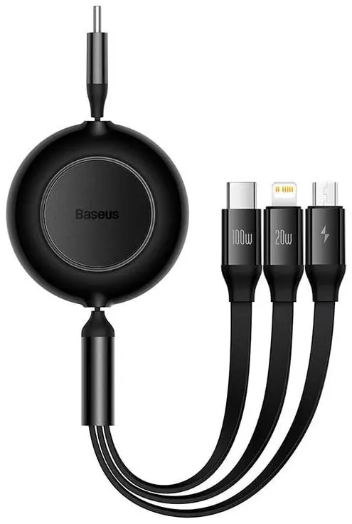 Cabo Carregamento Rápido Bright Mirror 2 Series 3-In-1 Usb-C 100W 1.1m Preto