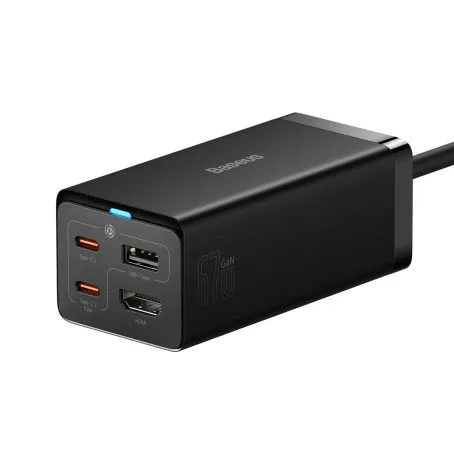 Carregador Carregamento Rápido 67W Gan5 Pro Dual Usb-C/Usb-A Preto + Hdmi