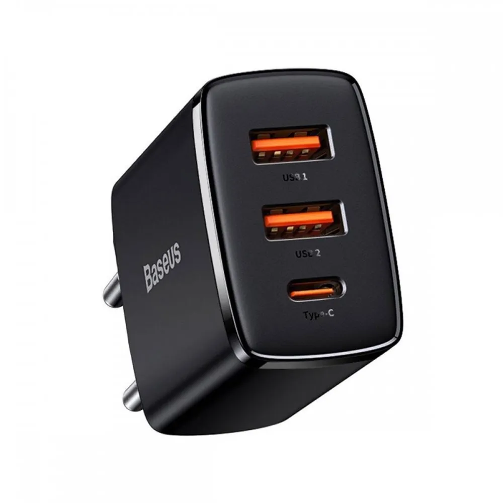 Carregador Carregamento Rápido 2xUsb + Usb-C Preto