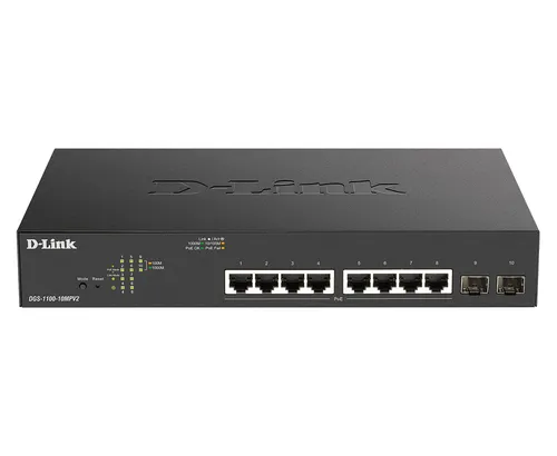 DGS-1100-10MPV2 Smart Managed Switches • 8 x 10/100/1000 Mbps (PoE) • 2 x 100/1000 Mbps SFP