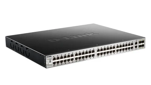 48 x 10/100/1000BASE-T PoE ports (370W budget) Layer 3 Stackable Managed Gigabit Switch with 2 x 10GBASE-T ports and 4 x SFP+ ports