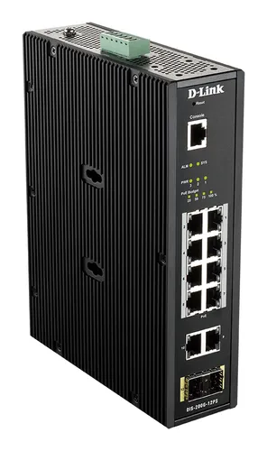 12 Port L2 Industrial Smart Managed Switch with 10 x 1GBaseT(X) ports (8 PoE 240W) and 2 x SFP ports Industrial