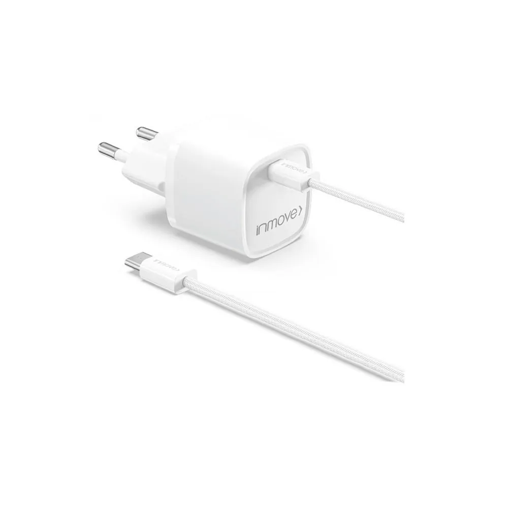 Carregador Inmove Mini Gan Quick Charger Combo Type C - Type C 30W White