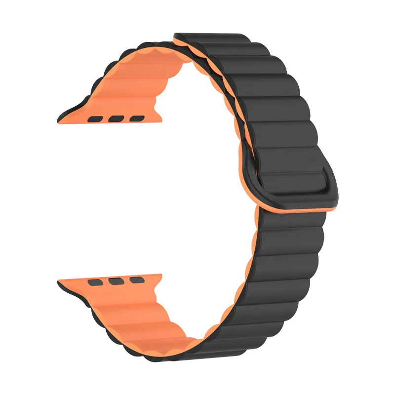 Bracelete Silicone Inmove Apple Watch Magnetic 44/45/46/49mm Preto/Laranja
