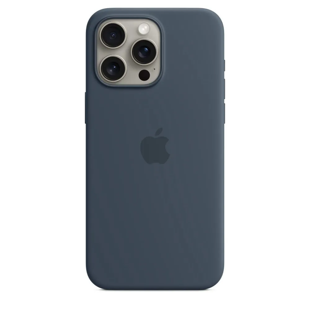 Capa MagSafe iPhone 15 Pro Max Silicone Azul Trovoada