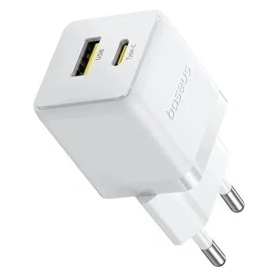 Carregador Palm Fast Charger C+U 20W Eu Moon White (With BASEUS Mini White Cable Usb-C To Usb