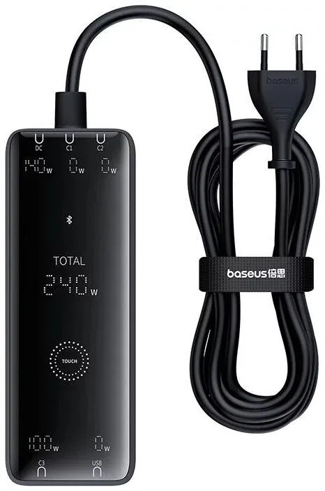 Carregador Digital Gan Intelligent Desktop Fast Charger 3C+U+DC 240W EU Preto