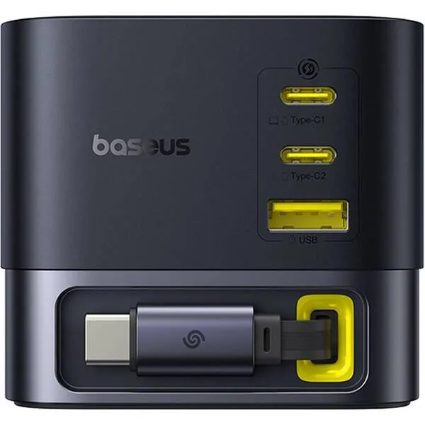 Carregador Os-Baseus Super Gan Desktop Charger With Retractable Cable 3C+U 100W Eu Cosmic Black