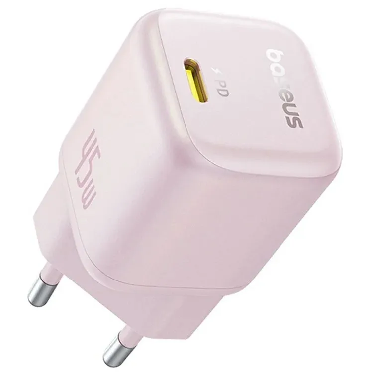 Carregador Baseus Picogo Gan 1C 45W Eu Baby Pink