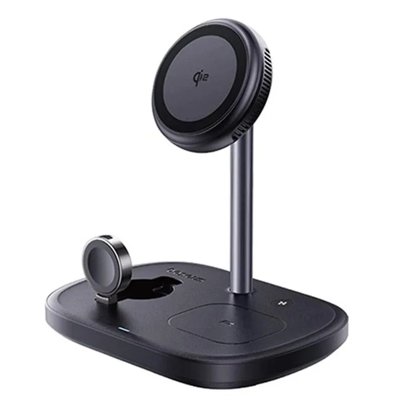 Carregador Os-Baseus Enerfill Fs41 3-In-1 Wireless Charging Stand With Tec Cooling Cosmic Black (45W