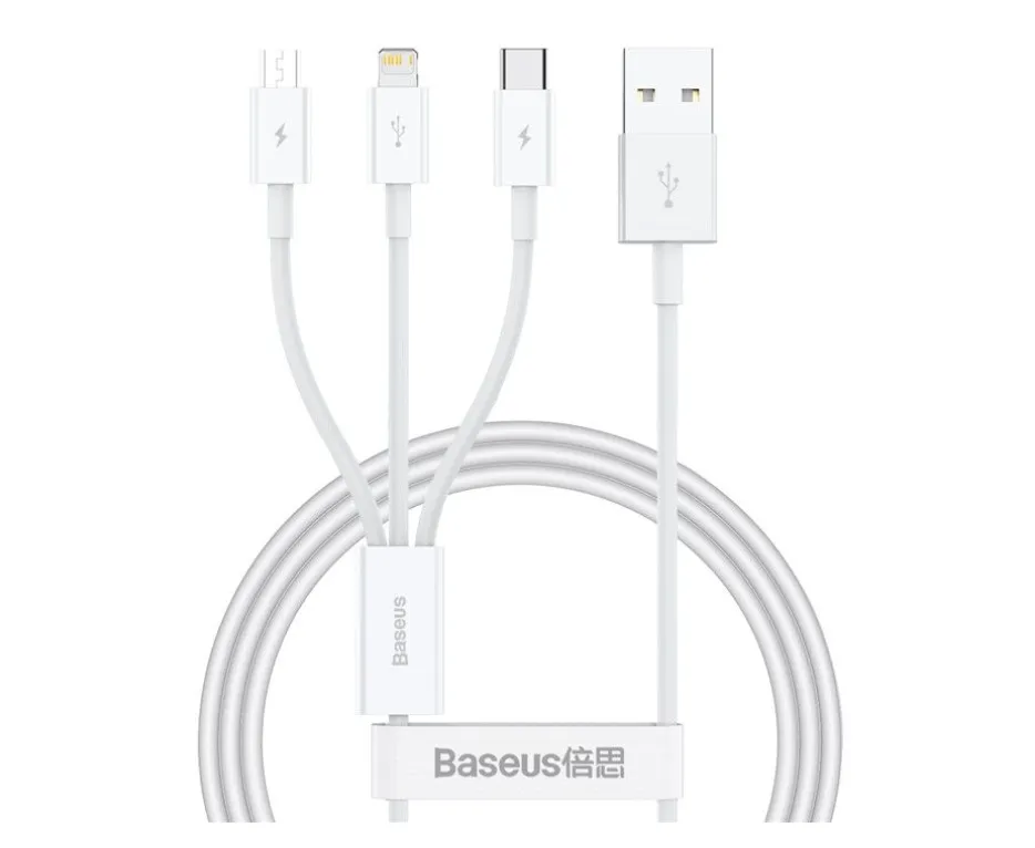 Cabo Carregamento Rápido Usb - M+L+C 3.5A Superior Series 1m Branco