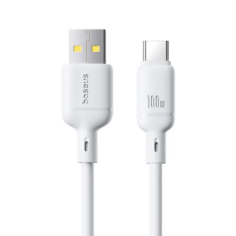 Cabo Baseus Silky Fast Charging Data Cable Usb-A To Usb-C 3A 1M Moon White