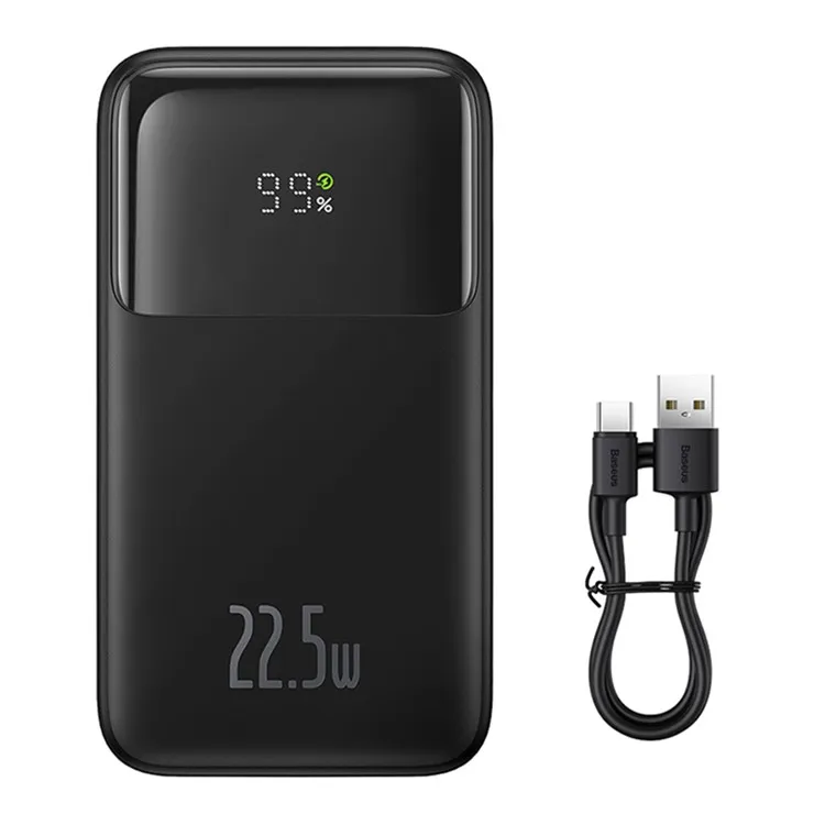 Power Bank Comet Series Dual-Cable Digital Display Fast Charge 10000Mah 22.5W Preto