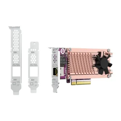 QM2 series, 2 x PCIe 2280 M.2 SSD slots, PCIe Gen3 x 8 , 1 x AQC113C 10GbE NBASE-T port