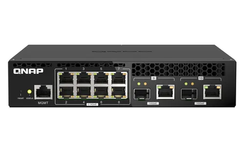 QSW-M2108R-2C, 8 port 2.5Gbps, 2 port 10Gbps SFP+/ NBASE-T Combo, web managed switch, rackmount design, new rack mount kit