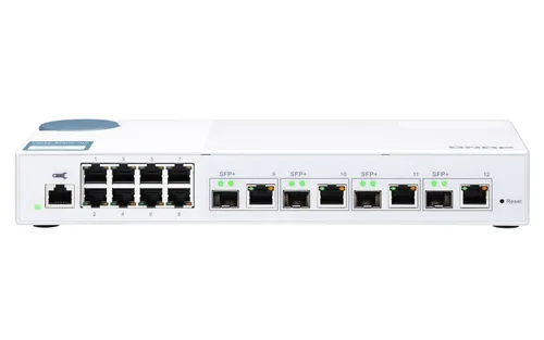 Switch gestionado por web de Capa 2 con cuatro puertos combinados 10GbE SFP+/RJ45 y ocho puertos Gigabit