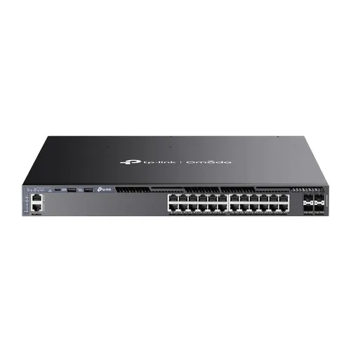 Switch Gestionable Omada L3 de 24 puertos PoE+ Gigabit Stackable con 4 ranuras 10G