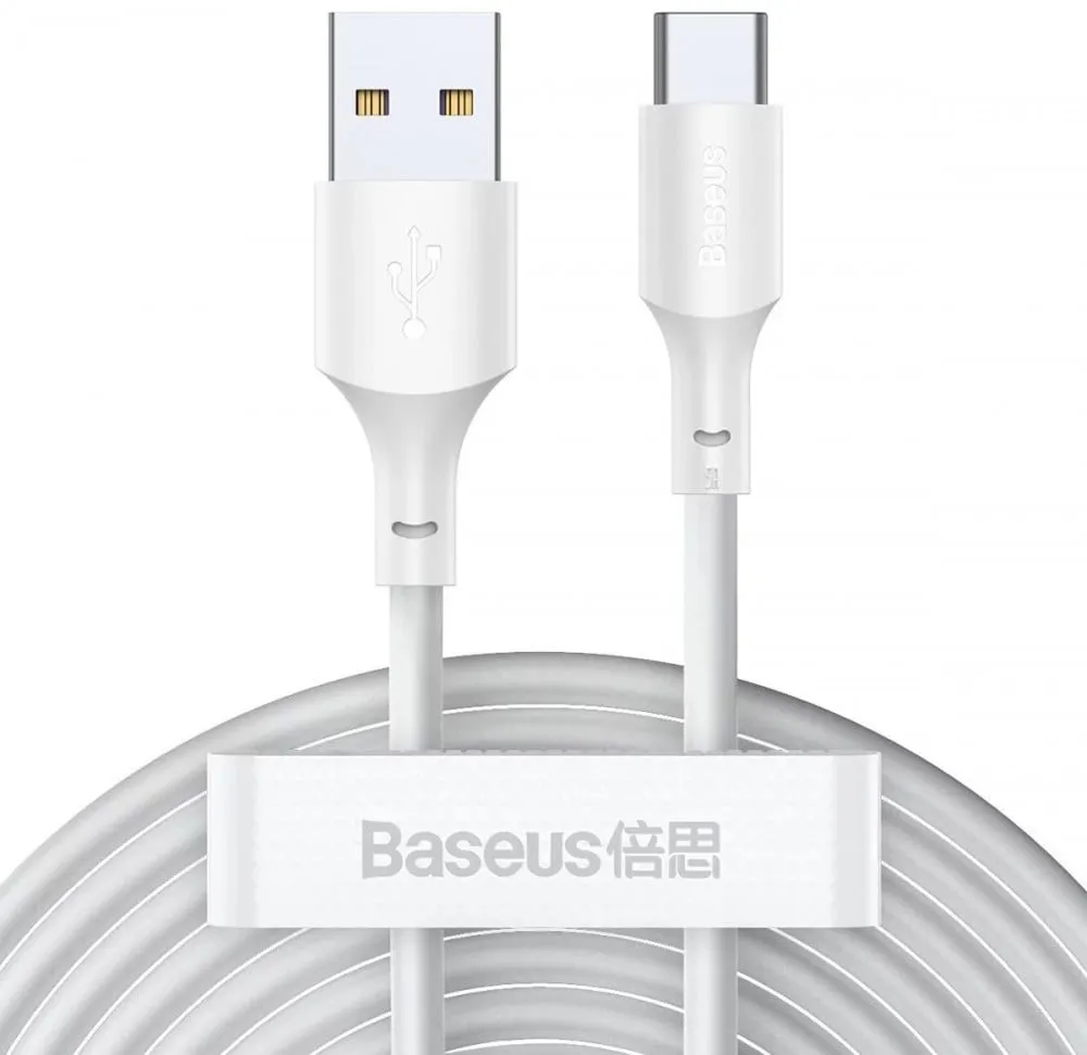 Kit de 2 cabos de dados Baseus Simple Wisdom USB - USB-C 5A 1,5m Branco