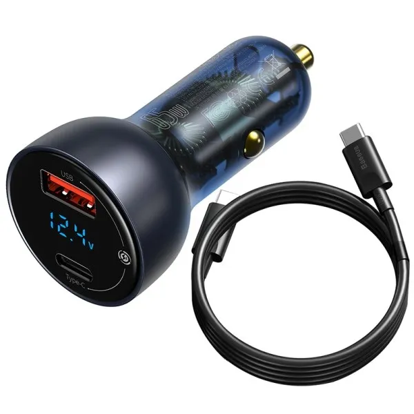 Carregador Baseus Particular Digital Display Qc+Pps Dual Quick Charger Car Charger 65W Dark Gray
