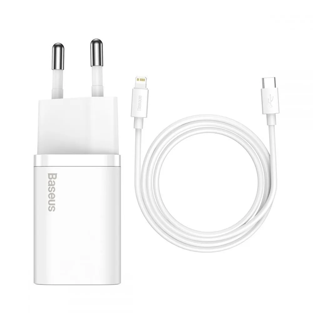 Carregador Carregamento Rápido Super Si c/ Cabo Usb-C Para Lightning 1mt Branco