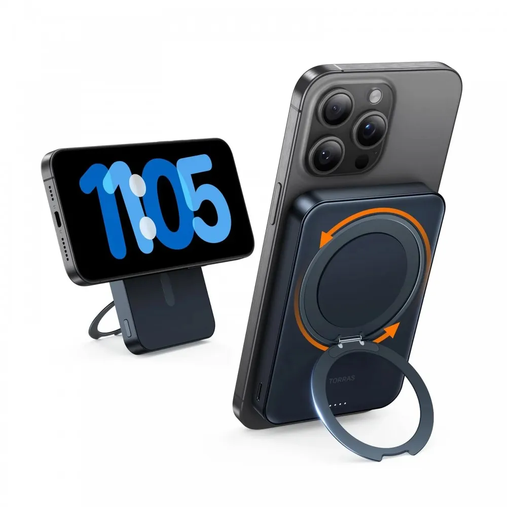 Powerbank Torras Magstall Upro Ostand 10000Mah QI 2.0 Black